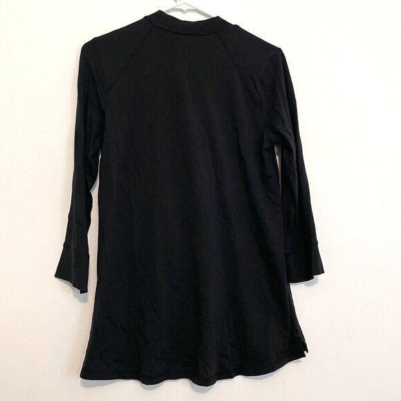 LOGO BY LORI GOLDSTEIN Principles 3/4 Sleeve Mock Neck Top Solid Black Cotton S - Picture 12 of 15